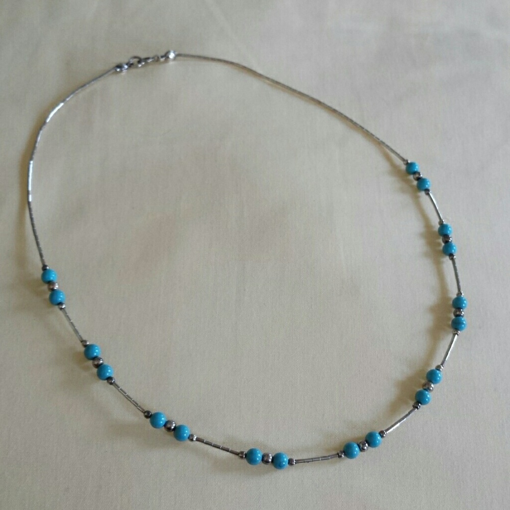 Sterling silver turquoise liquid choker necklace FIRM PRICE